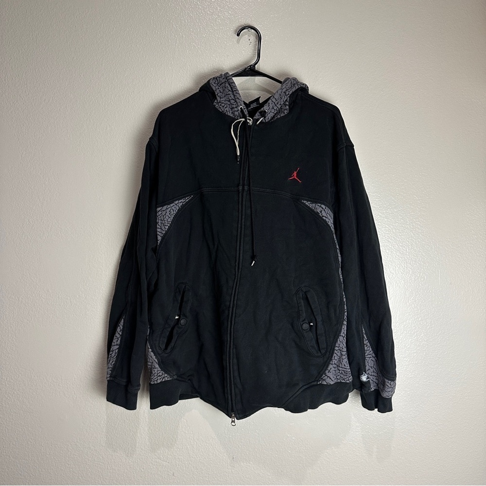 Nike Air Jordan Retro 3 Shoe Black Cement Print Jacket Vintage Size Large - Picture 2 of 10